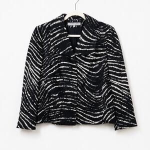 Anne Klein Silk Wool Zebra Print Textured Blazer Career Jacket 12